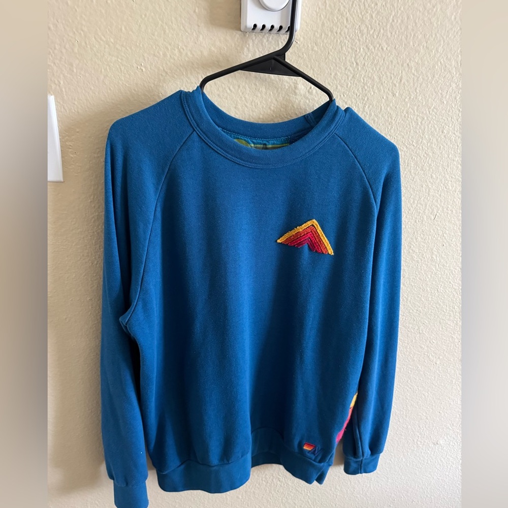 Aviator Nation Blue Crewneck with Multicolor Chevron